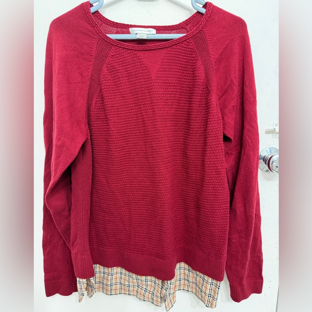 Christopher & Banks Deep Red Cowl Neck Sweater